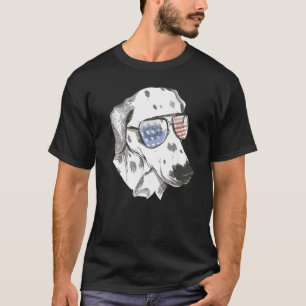 Camiseta Dueño de perro dálmata gafas de sol de la bandera