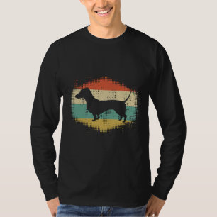 Camiseta Dueño de perro de silueta de Dachshund, retro vint