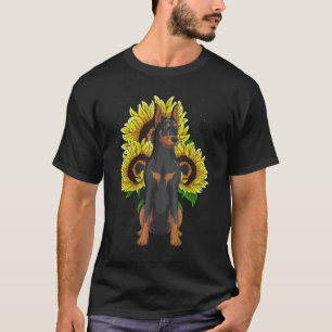 Camiseta Dueño de perro Mascota Dog Sunflower Doberman 1