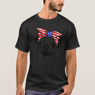Camiseta Dueño de perro pug americano 4 de julio cinta de E
