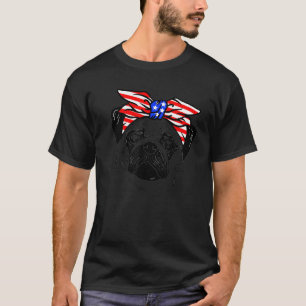 Camiseta Dueño de perro pug americano cinta del 4 de julio