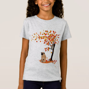 Camiseta Dueño De Pug Owl Y Fall Tree Pug Funny Pug Otoño