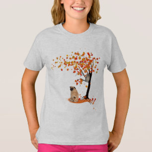 Camiseta Dueño De Pug Owl Y Fall Tree Pug Funny Pug Otoño