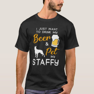 Camiseta Dueño de Staffy Dog Beer Lover Navidades Birthday