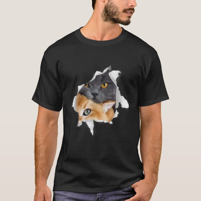 Camiseta Dueño de un gato de gato adornado con ropa de gati (Anverso)