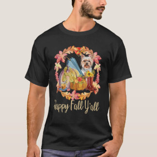 Camiseta Dueño de Yorkshire Cute Otoño Perro de Otoño Feliz