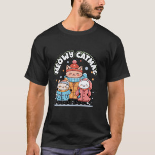 Camiseta Dueño del gato Feliz Navidad Meow Kitty San