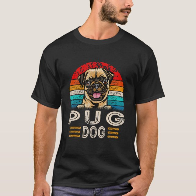 Camiseta Dueño retro vintage de perros pug (Anverso)