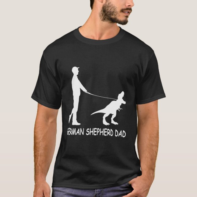 Camiseta Dueños de pastor alemán hombres dinosaurio padre G (Anverso)
