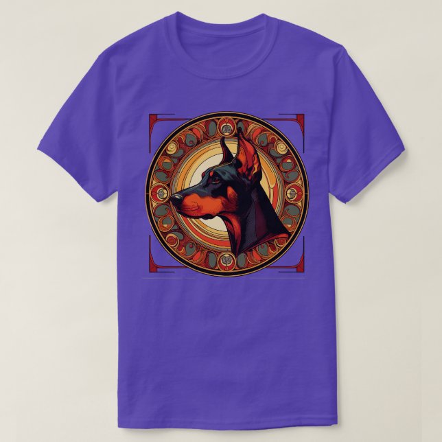 Camiseta Dueños de perros Doberman dan estilo Art Nouveau (Diseño del anverso)