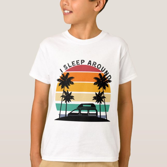 Camiseta Duermo Alrededor del viaje de Van Life Pun Vinatge (Anverso)