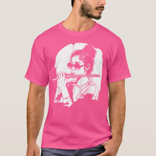 Camiseta Duet de flauta flautista de dibujo femenino