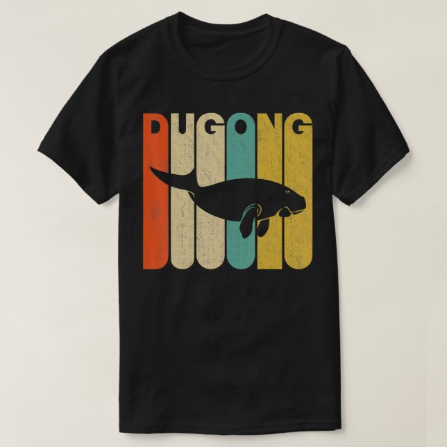 Camiseta Dugong Silhouette estilo retro vintage (Diseño del anverso)