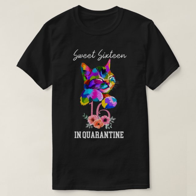 Camiseta Dulce 16º Cumpleaños 16 En Cuarentena 2021 Gato Cu (Diseño del anverso)