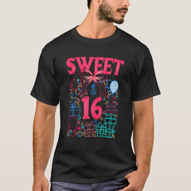 Camiseta Dulce 16 Decoración de cumpleaños adolescente adol (Anverso)