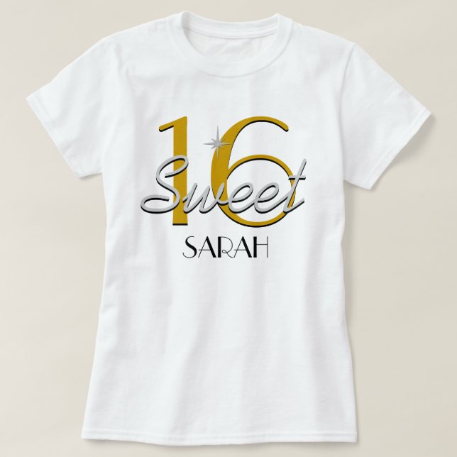 Camiseta Dulce 16 Espuma Plata/Oro (Diseño del anverso)