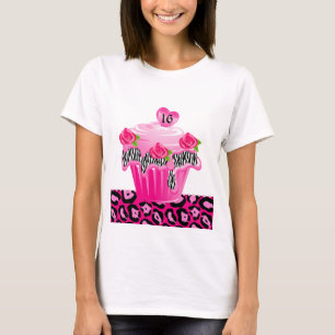 Camiseta Dulce 16 quequitos Rosa de cebra Leopardo rosa