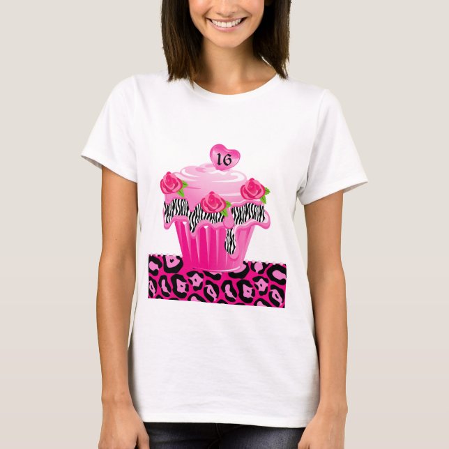 Camiseta Dulce 16 quequitos Rosa de cebra Leopardo rosa (Anverso)