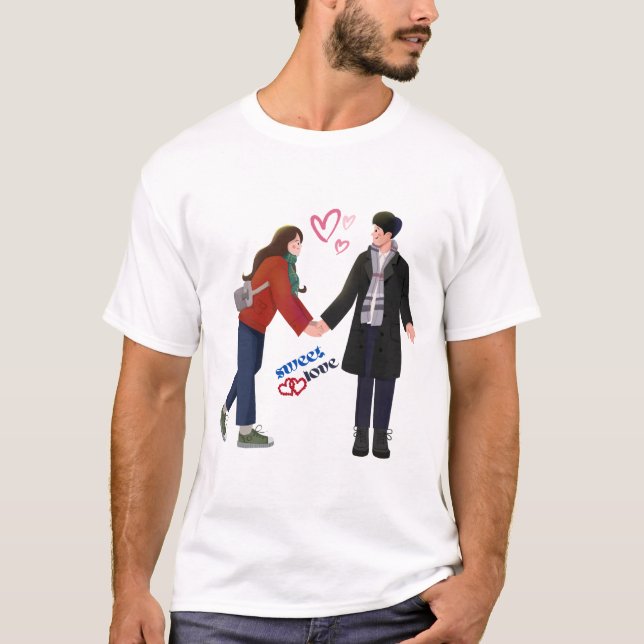 Camiseta dulce adorable pareja linda chica novio viaje nuev (Anverso)
