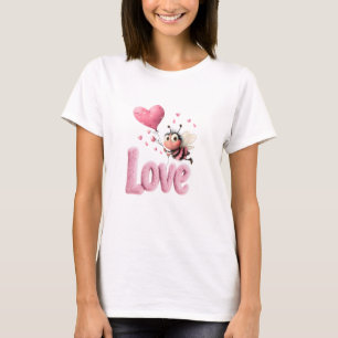 Camiseta Dulce Amor Abeja Rosa Día de San Valentín
