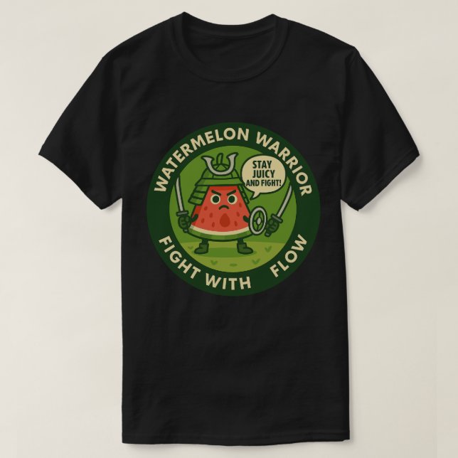 Camiseta Dulce Arte de Sandía Samurái Tema Japonés (Diseño del anverso)