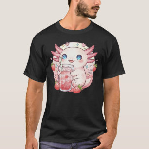 Camiseta Dulce Arte Kawaii de Ajolote de Fresa