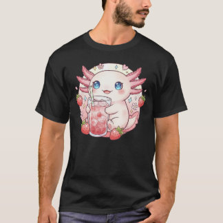 Camiseta Dulce Arte Kawaii de Ajolote de Fresa