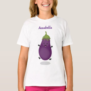 Camiseta Dulce berenjena feliz ilustración de dibujos anima