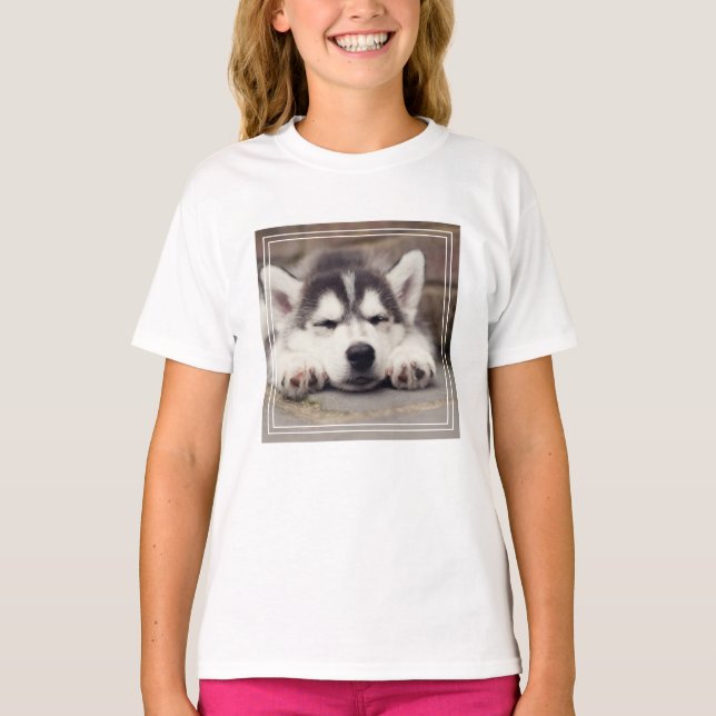 Camiseta Dulce cachorro siberiano espantado (Anverso)