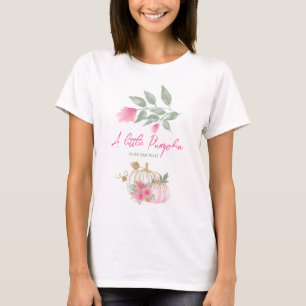Camiseta Dulce calabaza Rubor Dorada Rosa Floral Blanca