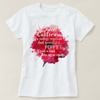Camiseta Dulce California Red Poppy Romántico Patriótico