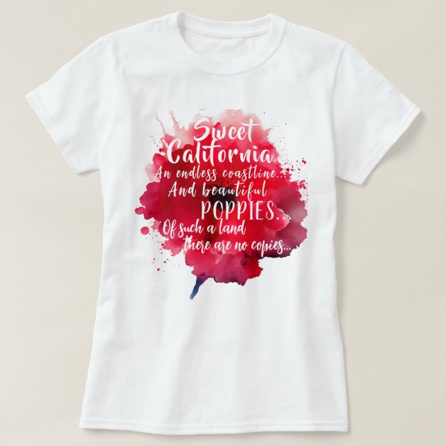 Camiseta Dulce California Red Poppy Romántico Patriótico (Diseño del anverso)