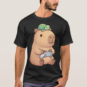 Camiseta Dulce Capybara Anime Jugador Tortuga Divertida Kaw