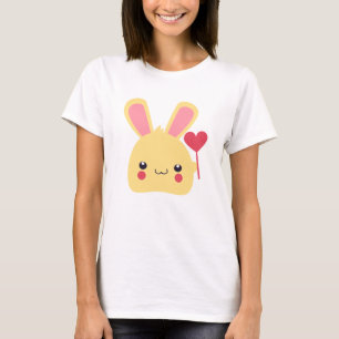 Camiseta Dulce cara de conejo conejo con corazón en un palo