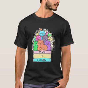 Camiseta Dulce Colorido De Vuelta Al Colegio Libro Gatos Ti