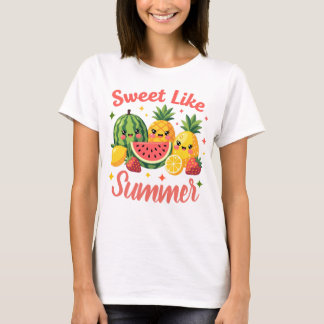 Camiseta Dulce Como Amigos de Frutas Lindas de Verano