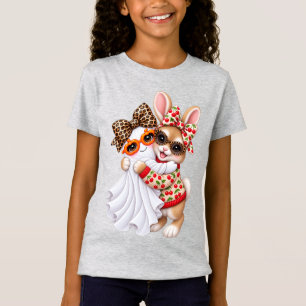 Camiseta Dulce Conejo Fantasma Halloween Arte de Otoño