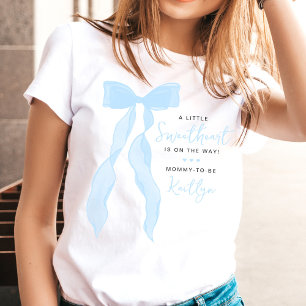 Camiseta Dulce Corazón Elegante Lazo Azul Baby Shower