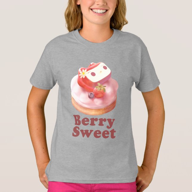 Camiseta Dulce de Frutas: Tarta de Fresa de Chica Conejo (Anverso)