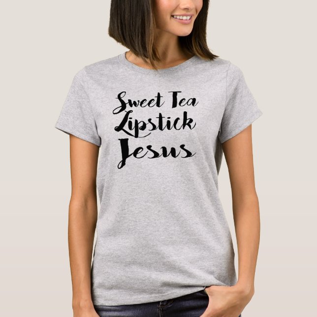 Camiseta dulce de Jesús del lápiz labial del té (Anverso)