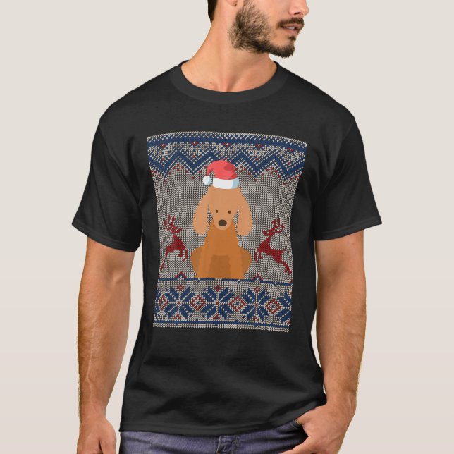 Camiseta Dulce de perro de poodle Santa Hat Navidades feos  (Anverso)