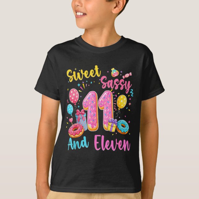 Camiseta Dulce descarada y once cumpleaños 11 dulces donas (Anverso)