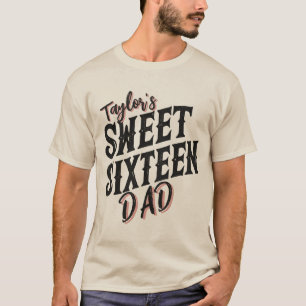 Camiseta Dulce Dieciséis papás texto moderno negro y rosa