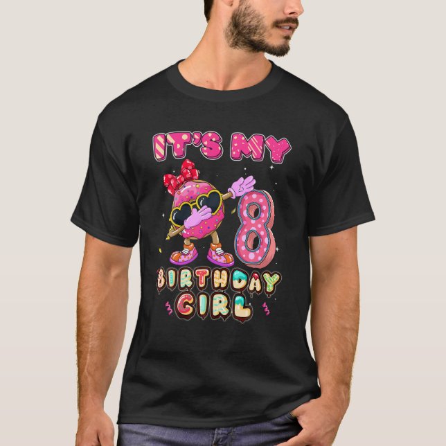Camiseta Dulce Donut Dabbing es mi octavo cumpleaños 8 años (Anverso)