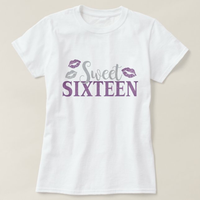 Camiseta Dulce dulce dieciséis 16 cumpleaños morado (Diseño del anverso)