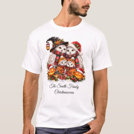 Camiseta Dulce familia de búho nevado en Navidadween y vaca