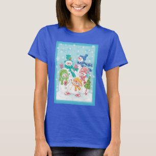 Camiseta Dulce familia de muñeco de nieve de Navidad en la