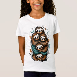 Camiseta Dulce familia de perezosos apilados – Dibujo diver