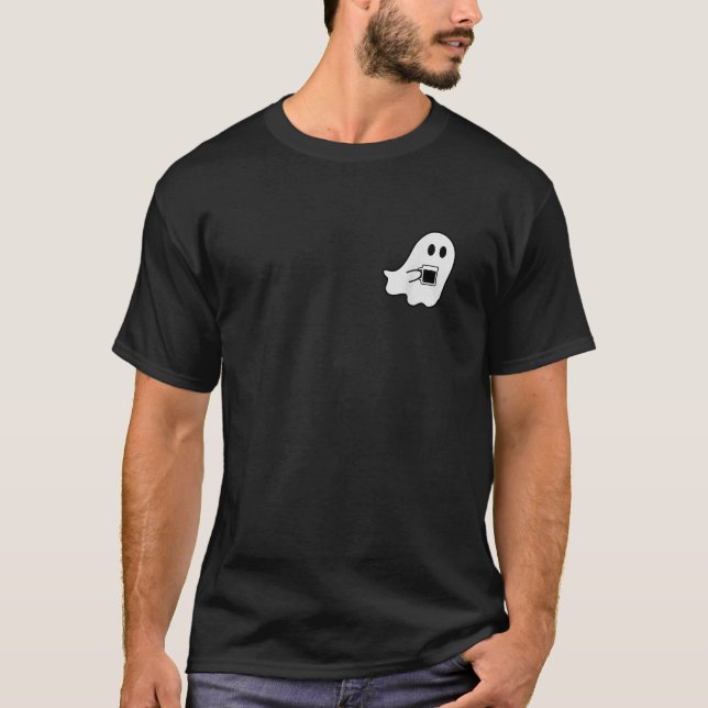 Camiseta Dulce fantasma bebiendo café disfraz de Halloween  (Anverso)