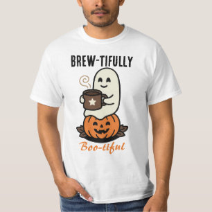 Camiseta Dulce Fantasma Bebiendo Café Halloween